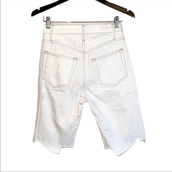 NEW FRAME Le Vintage Bermuda Jagged Edge High Rise Jean Shorts Vintage White - Picture 4 of 4